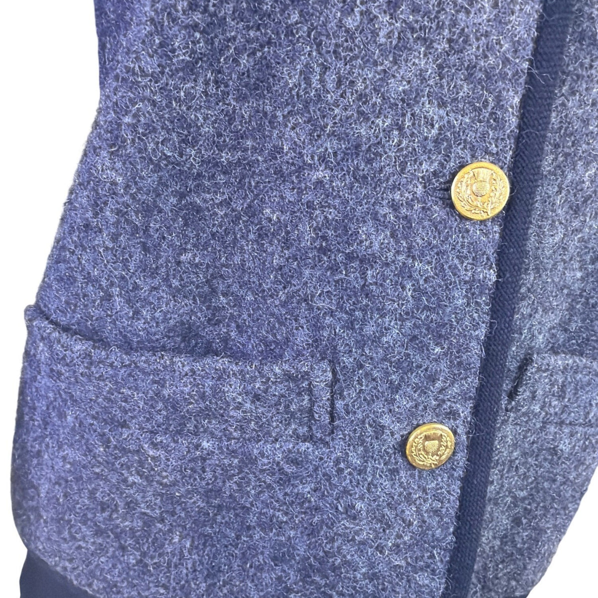 Saint Laurent Womens Gray Wool Button-Up Jacket Gold Accent Pockets Size 38