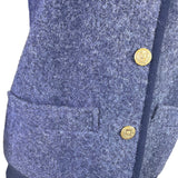 Saint Laurent Womens Gray Wool Button-Up Jacket Gold Accent Pockets Size 38