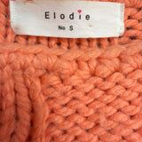 Elodie Womens Orange Cable Knit Sweater Button Detail Long Sleeve Sz S