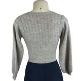 Tach Women’s Brown Cable Knit V-Neck Long Sleeve Bodysuit Sweater Sz S