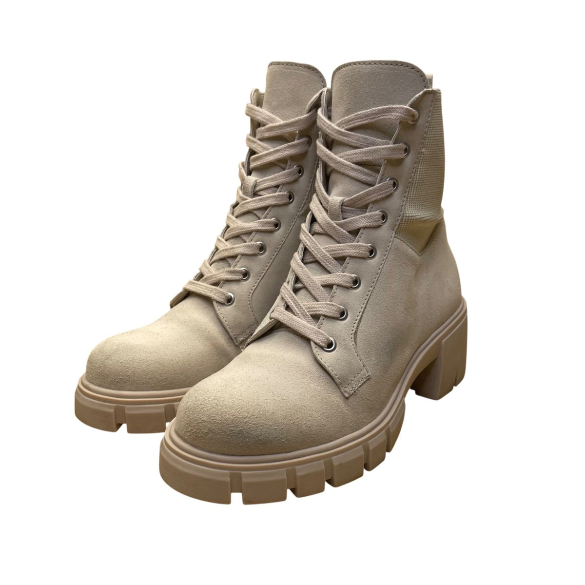 Steve Madden Women’s Beige Leather Lace-Up Zanet Combat Ankle Boots Size 9M