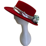 Vintage Dorfman Pasific Red Wool Felt Hat WMetalic  Ribbon