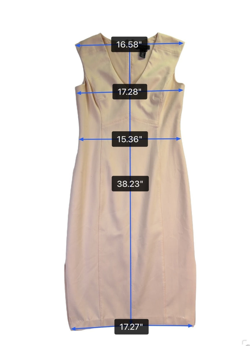 White House Black Market Womens Beige Polyester Blend Sleeveless Sheath Dress Si