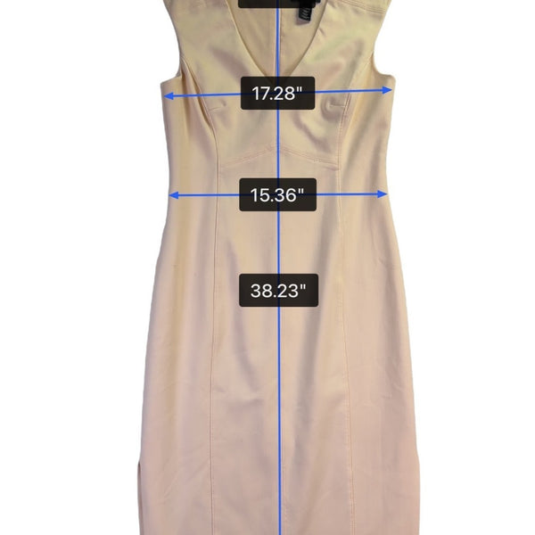White House Black Market Womens Beige Polyester Blend Sleeveless Sheath Dress Si