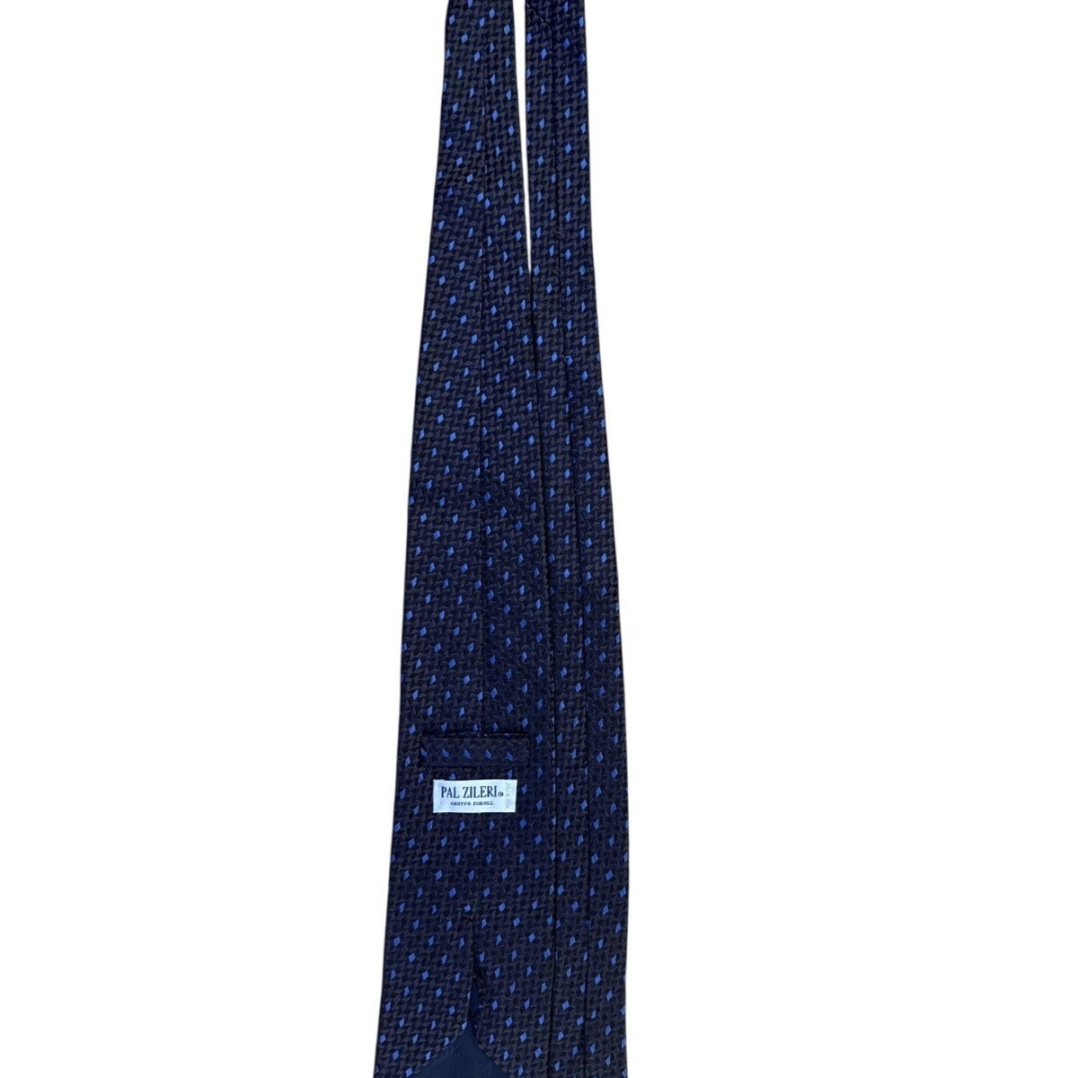 Pal Zileri Mens Brown & Blue Woven Silk Necktie Geometric Pattern Made In Italy