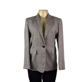 Lauren Ralph Lauren Womens Navy & Beige Houndstooth Linen Blazer Jacket Size 6P