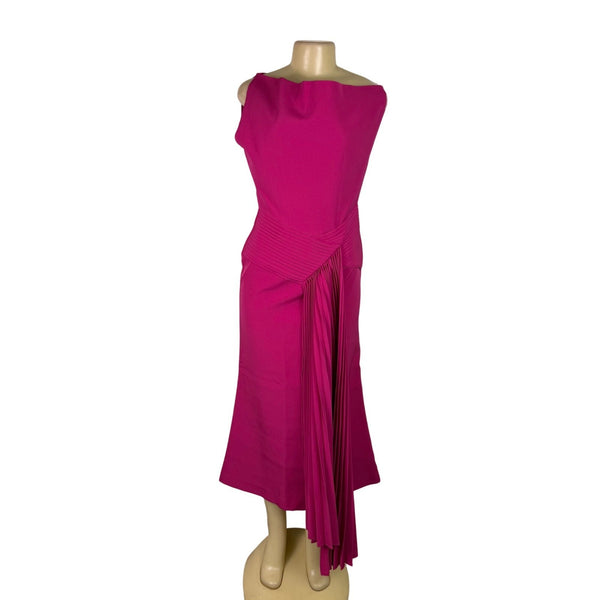 Bella Barnett Women’s Fuchsia Sleeveless Asymmetrical Midi Dress Size M - New