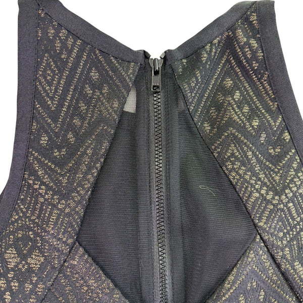 Parker Womens Black  Chevron Fit & Flare Sleeveless Dress Size S