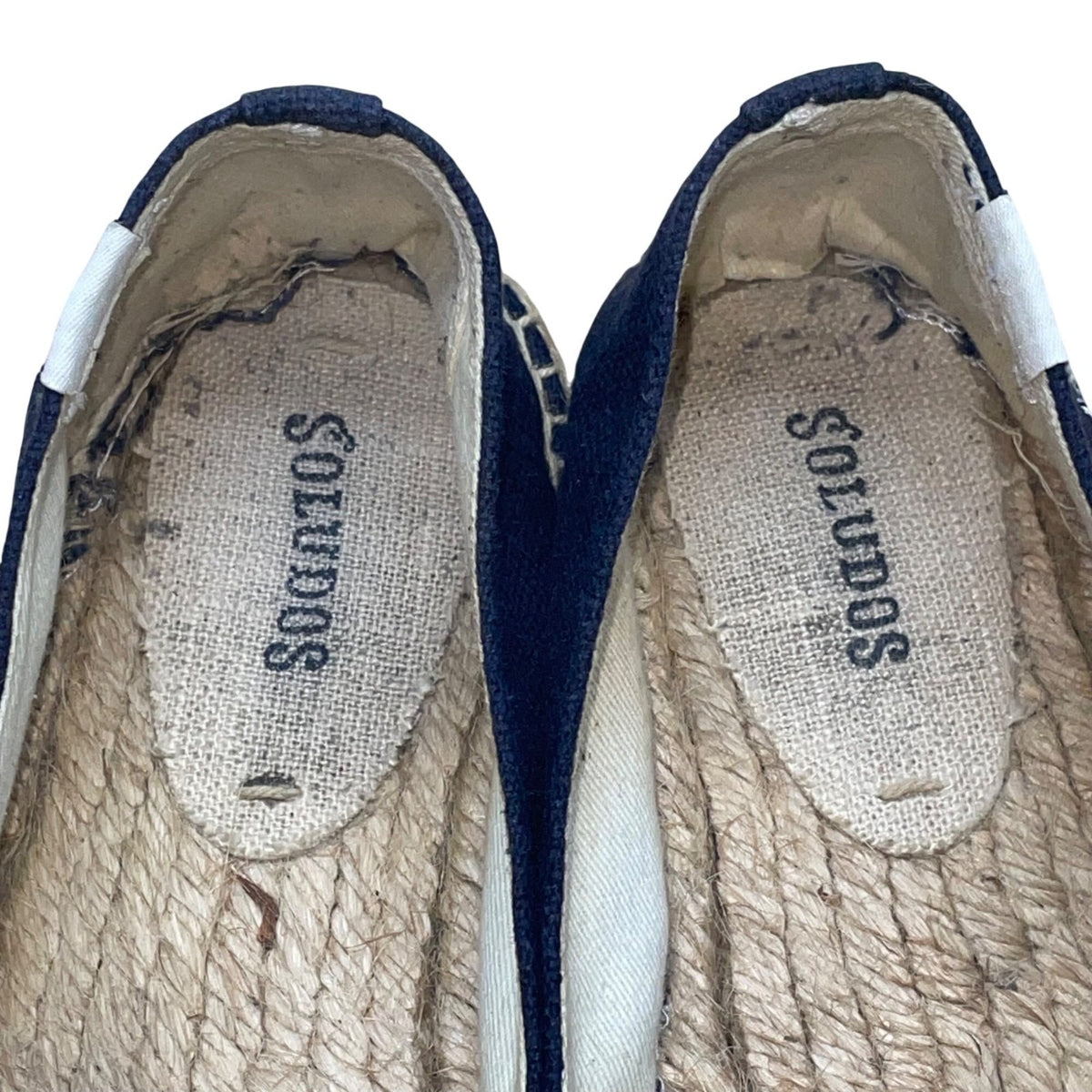 Soludos Women’s Blue Jute White Embroidery Slip-On Espadrilles Shoes Size 8
