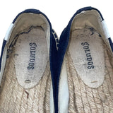 Soludos Women’s Blue Jute White Embroidery Slip-On Espadrilles Shoes Size 8
