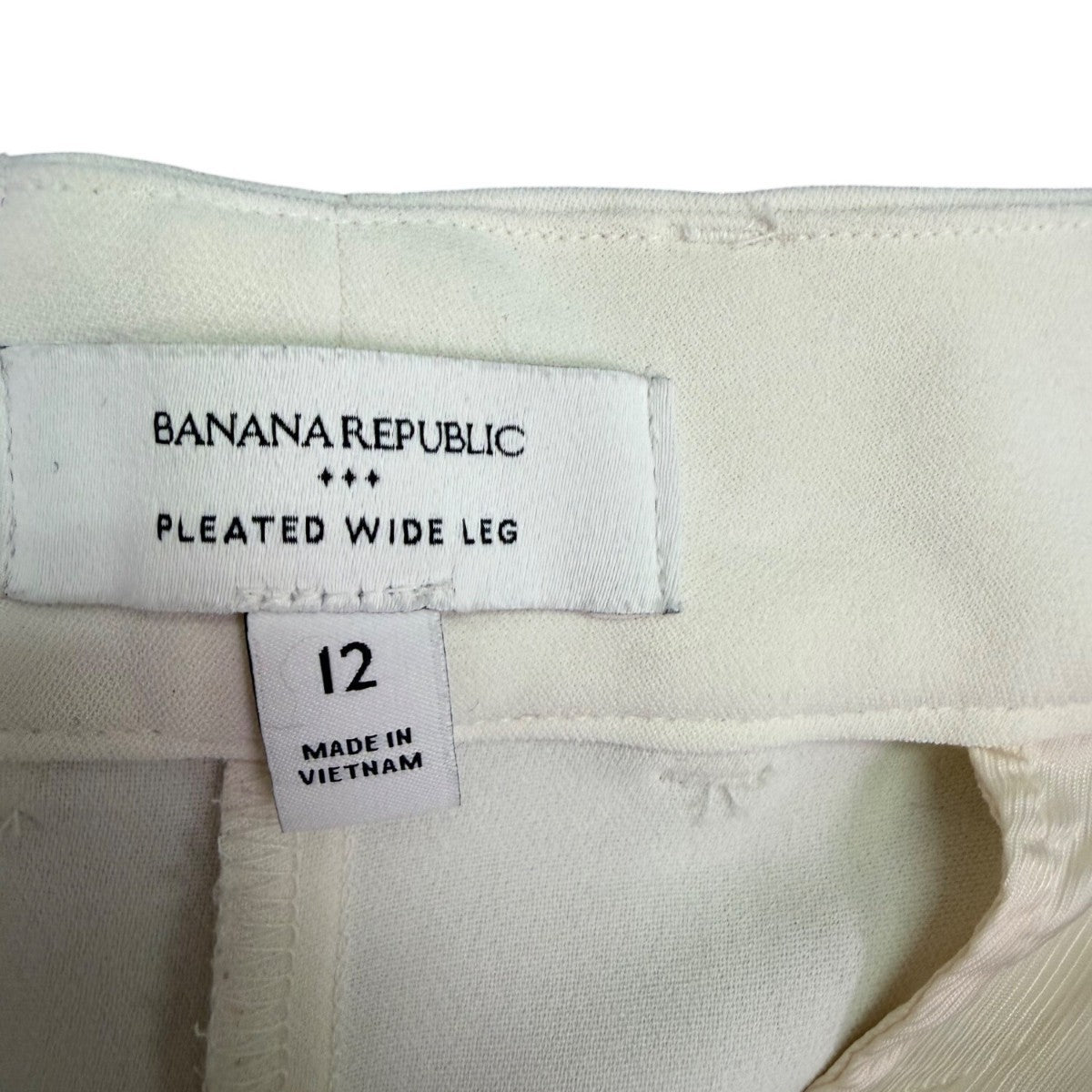Banana Republic Womens Cream Pleated Wide Leg Pants Size 12