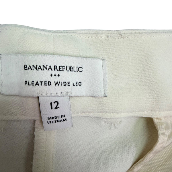 Banana Republic Womens Cream Pleated Wide Leg Pants Size 12