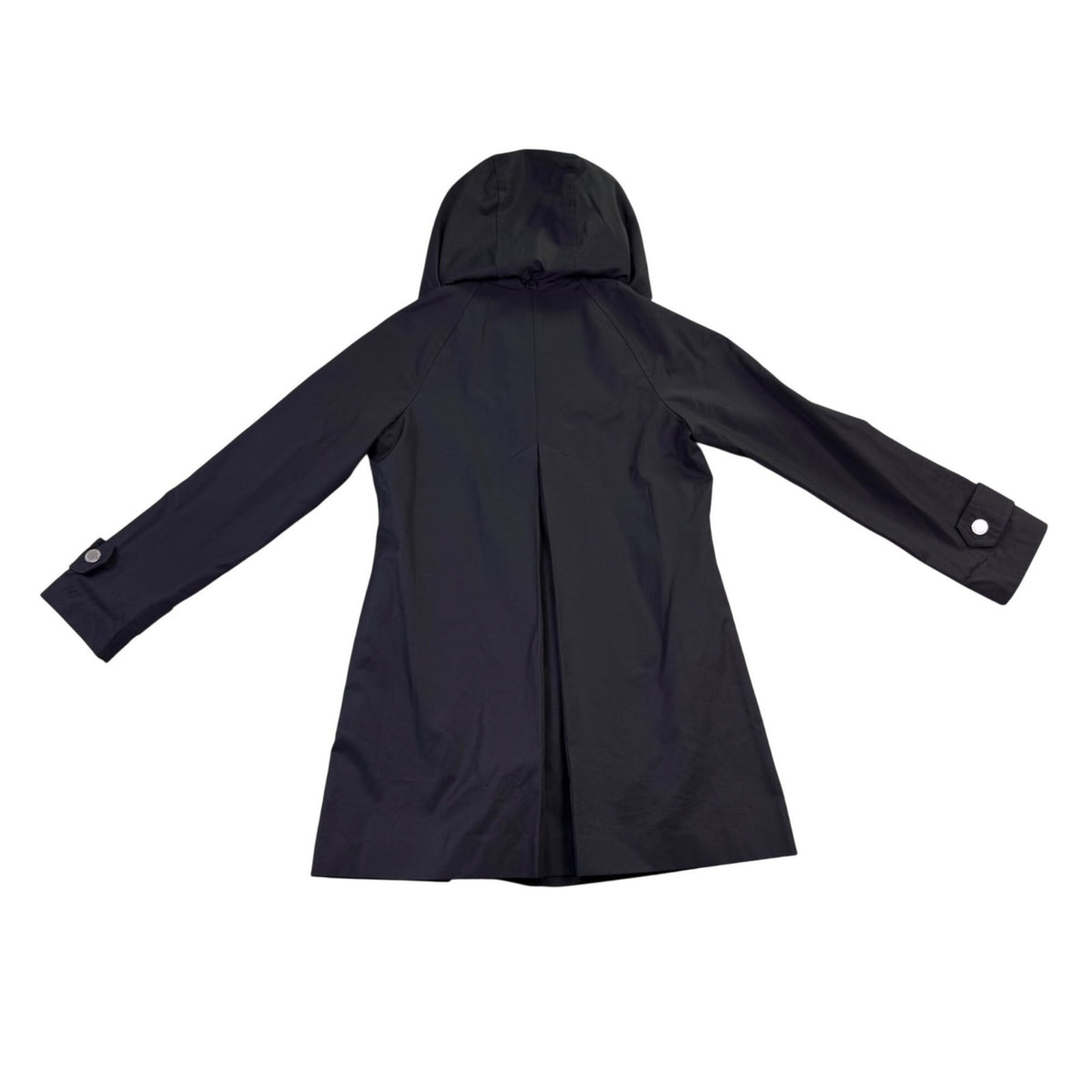 London Fog Womens Black Cotton Polyester Hooded Trench Coat Size XS
