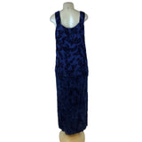 Sara Mique Three-Piece Set Women's Blue Velvet Leaf Patterned Size L