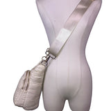 WanderFull Women’s Ivory Glossy Quilted Crossbody Hydrobag With Adjustable Strap