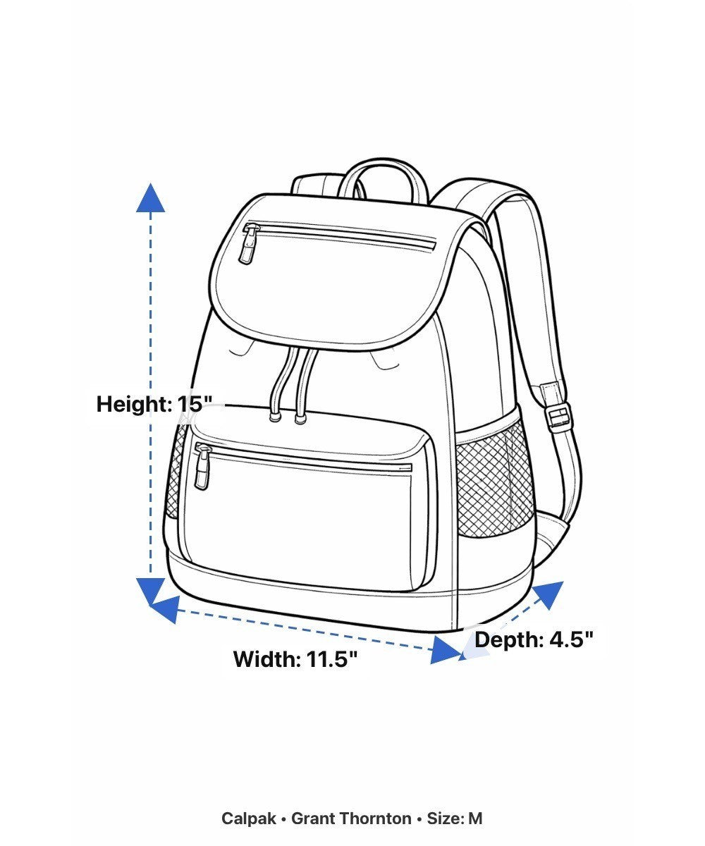 Calpak Unisex Black Leather With Gold Zipper Accents Whipstitch Laptop Backpack