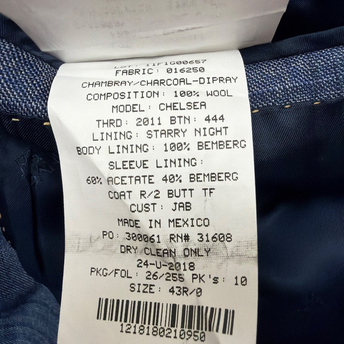Jos. A. Bank Mens Blue Wool Plaid Suit Jacket Reserve Collection Size 43R