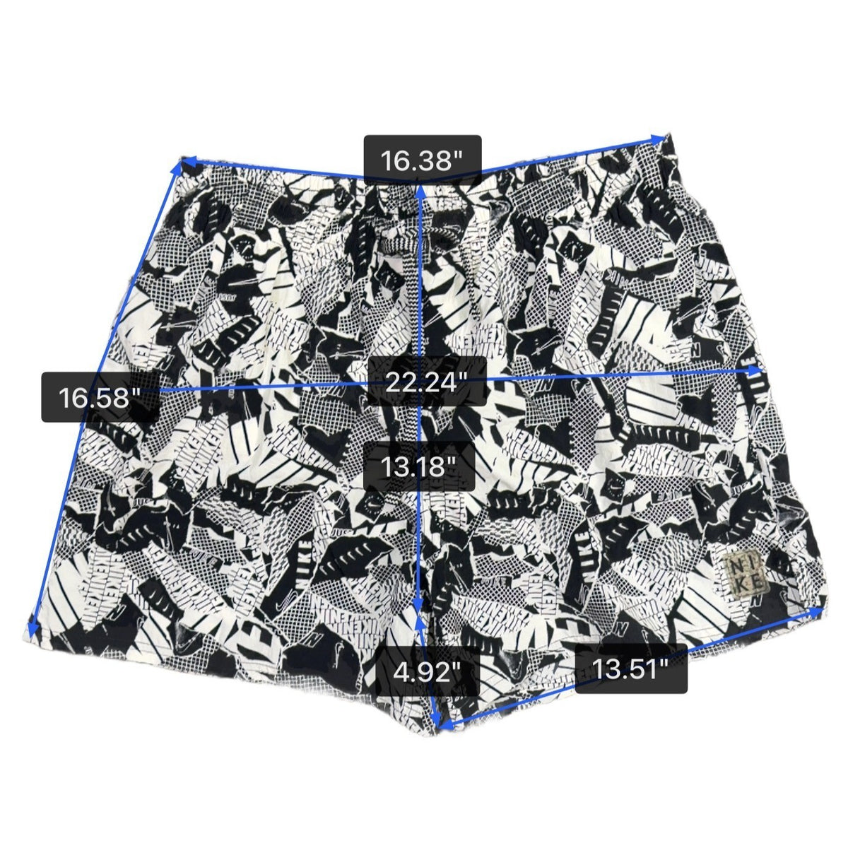 Nike Mens Black & White Abstract Print Swim Shorts Mesh Liner Drawstring  Sz XL