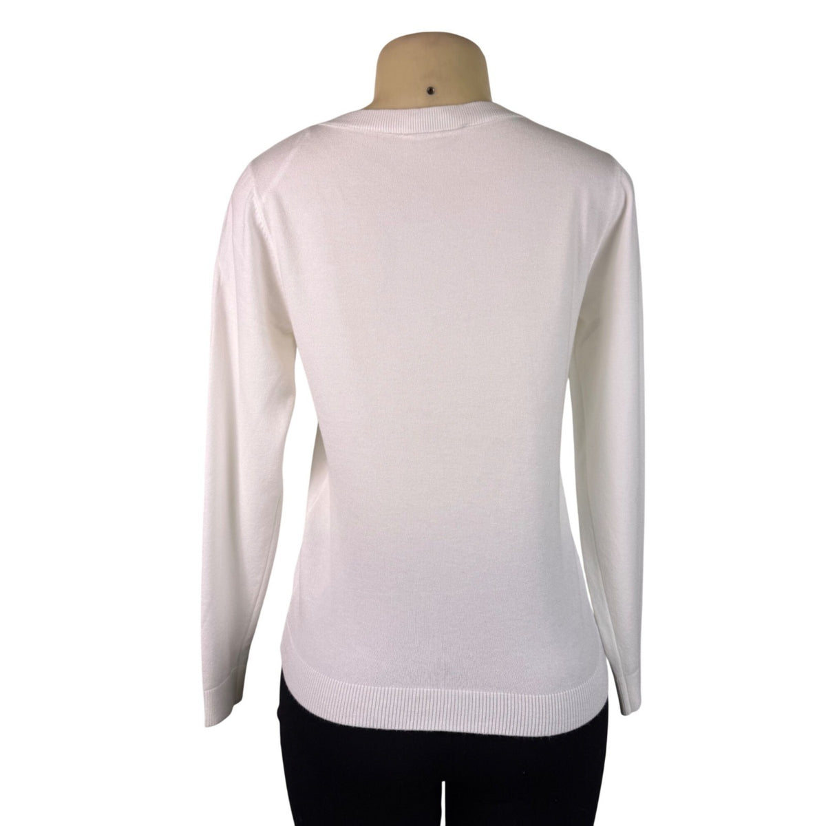 La Vila Milano Womens Eggshell Knit Sweater Bow Detail Long Sleeves Sz XS