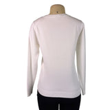 La Vila Milano Womens Eggshell Knit Sweater Bow Detail Long Sleeves Sz XS