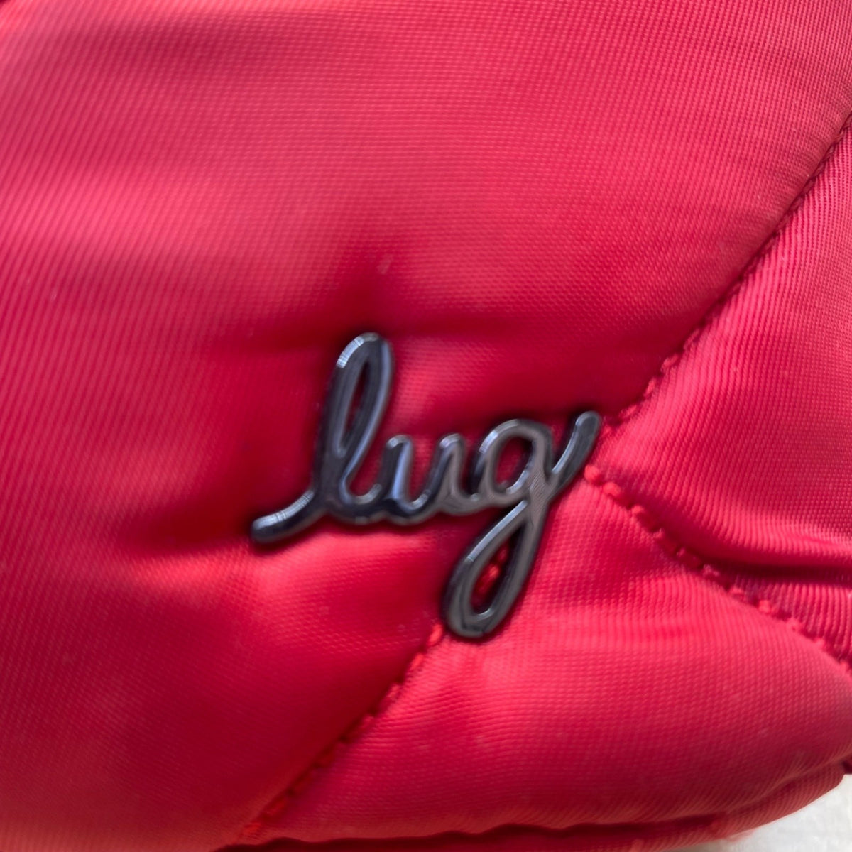 Lug Women’s Red Nylon Quilted Flare With Adjustable Strap Crossbody Bag