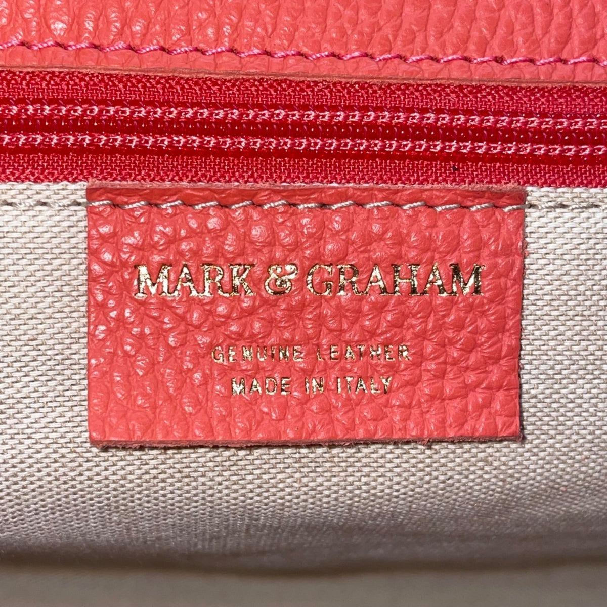 Mark & Graham Women’s Red Leather Gold BCB Initial Details Tote Bag Size L
