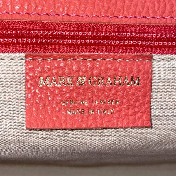 Mark & Graham Women’s Red Leather Gold BCB Initial Details Tote Bag Size L