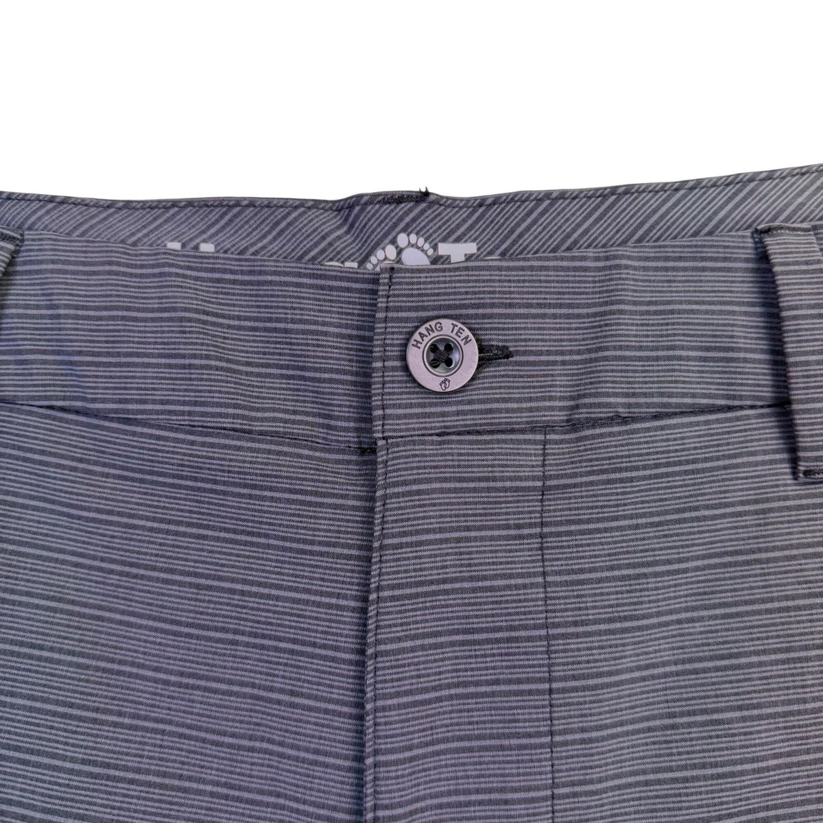 Hang Ten Mens Gray Striped Elastane Flat Front Shorts Size 36