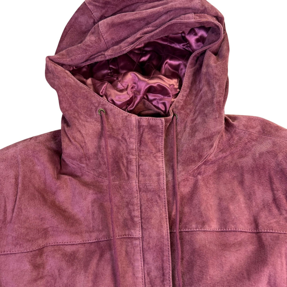 JL Studio Womens Mauve Genuine Leather Hooded Jacket Size 2X
