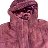 JL Studio Womens Mauve Genuine Leather Hooded Jacket Size 2X