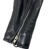 Vintage First Genine Leather Black Motorcycle Jacket With Zipper & Snap Details