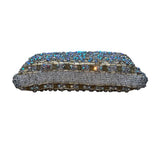 Vintage Women’s Gold Crystal Beaded Clutch Bag With Chain Strap & Satin Lining