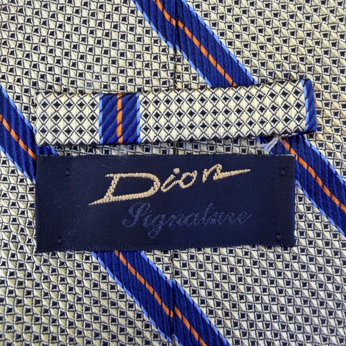 Dion Mens Blue & Orange Striped 100% Silk Tie Classic Design