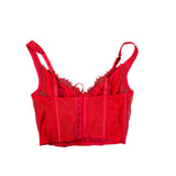 Victorias Secret Womens Red Lace Corset Top Adjustable Straps Hook Back Sz S-DD