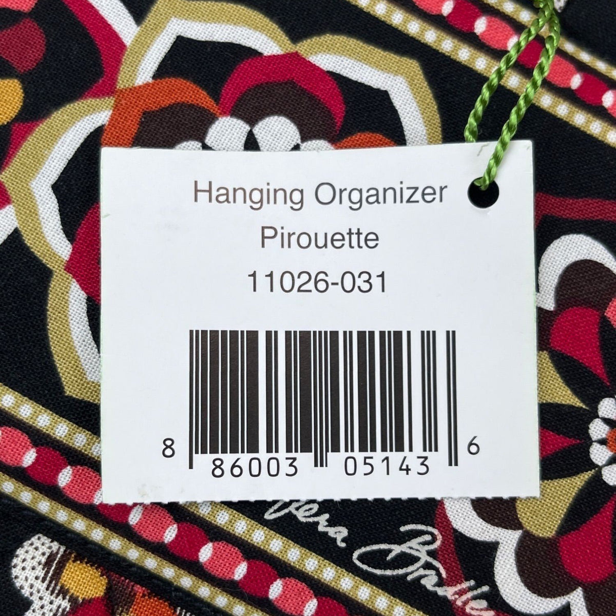 Vera Bradley Women’s Black Floral Hanging Organizer With Clear Pockets Sz M
