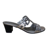 Kelly & Katie Women’s Silver Strappy Croc Open Toe  Block Heel Sandals Size 7.5