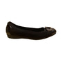 Anne Klein Women’s Black Fabric Patent Cap Toe Buckle Detail Iflex Flats Size 7M