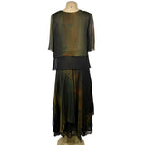 Suzanne Womens Green & Orange Chiffon Skirt & Sheer Jacket Set Floral Sz S