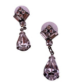 Vintage Rhinestone Womens Silver-Tone Drop Earrings Long Elegant Design