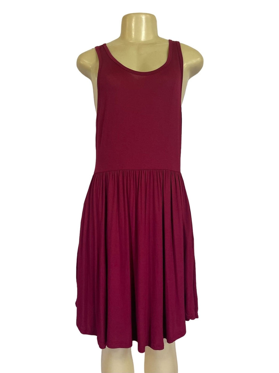 Sleeveless Berry Red WNEEDU Womens Tank Dress Size M New