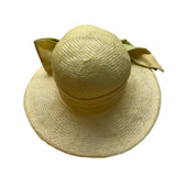 Christine A. Moore Womens Yellow Straw Hat With Satin Ribbon Bow OS