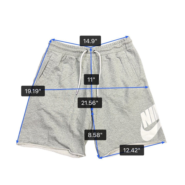 Nike Mens Gray Drawstring Shorts With Logo Graphics Casual Lightweight Size L