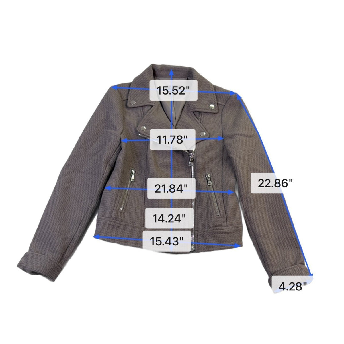 Ann Taylor Womens Gray Zip-Up Moto Jacket Lightweight Stylish Size XS 