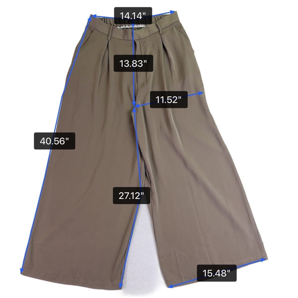 Tronjori Womens Tan Khaki Wide-Leg & Pleated Lightweight Pants Size L