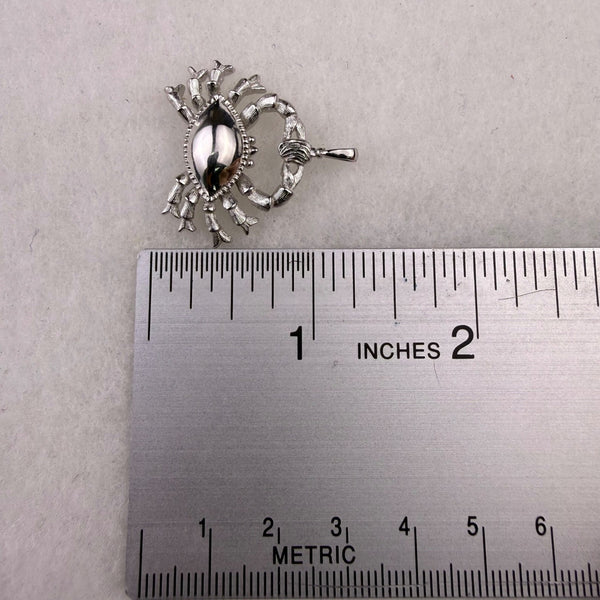 Silver Tone Metal Crab Necklace Pendant Charm Detailed Design