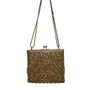 Vintage Women’s Gold Crystal Beaded Clutch Bag With Chain Strap & Satin Lining