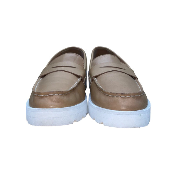 Sperry Women’s Tan Leather Platform Chunky Sole Slip-On Loafers Size 9.5M