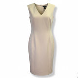 White House Black Market Womens Beige Polyester Blend Sleeveless Sheath Dress Si
