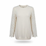 Loft Womens Ivory Cotton Blend Embroidered Puff Sleeve Pullover Sweater Size S