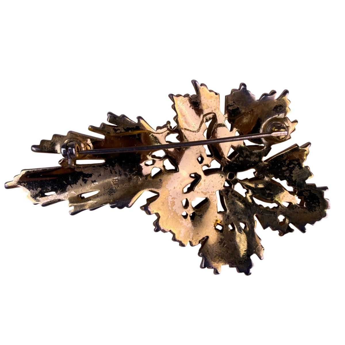 Trifari Vintage Womens Gold Tone & Amber Atomic Style Brooch Pin Jewelry